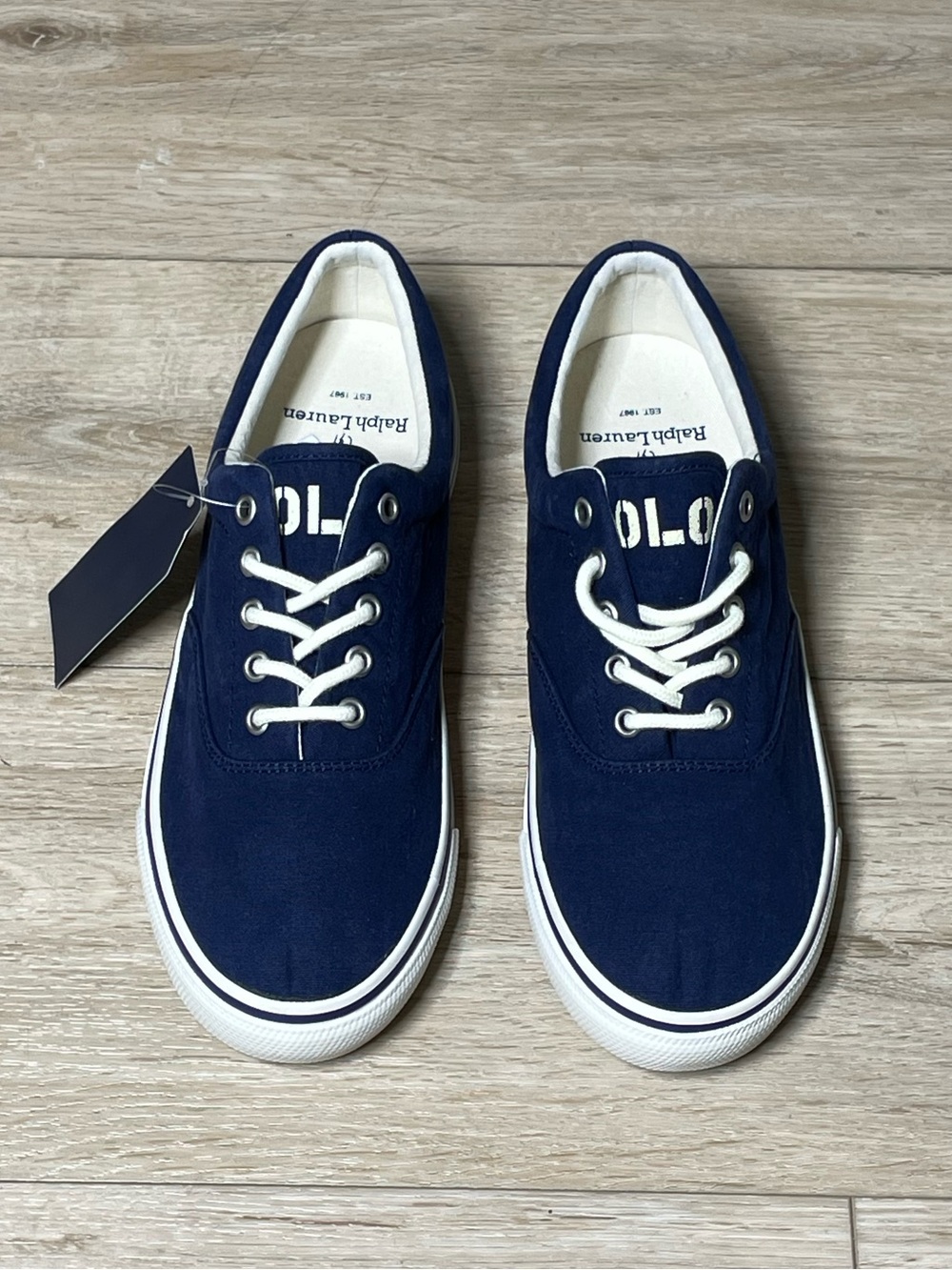 Polo Ralph Lauren Canvas Low Top Sneakers, Newport Navy / White
